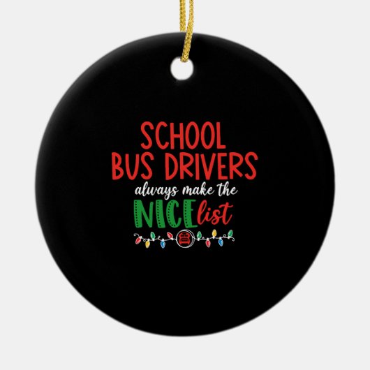Kerstschoolbuschauffeur, schoolbus keramisch ornament (Voorkant)