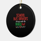 Kerstschoolbuschauffeur, schoolbus keramisch ornament (Links)
