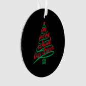 Kerstschoolbuschauffeur, schoolbus ornament (voorkant)