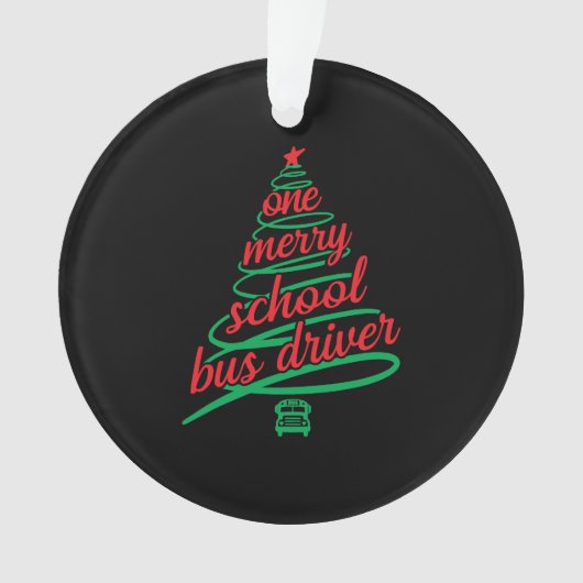 Kerstschoolbuschauffeur, schoolbus ornament (voorkant)