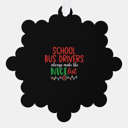 Kerstschoolbuschauffeur, schoolbus ornament kaart (Voorkant)
