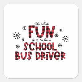 Kerstschoolbuschauffeur, schoolbus vierkante sticker