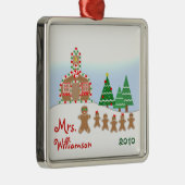 Kerstschoolhouse Scene - Gingerbrood leraar Metalen Ornament (Rechts)