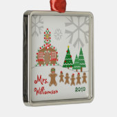 Kerstschoolhouse Scene - Gingerbrood leraar Metalen Ornament (Rechts)