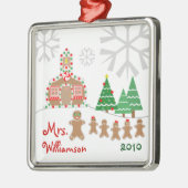 Kerstschoolhouse Scene - Gingerbrood leraar Metalen Ornament (Links)