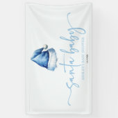 Kerstschoon Baby Blauwe Hoed Kerstvakantie Baby Sh Spandoek (Verticaal)