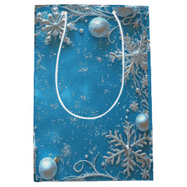 Kerstschoon glinsterende sneeuwvlokken ornamenten medium cadeauzakje
