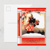 KerstSchotse hond uit de jaren dertig zegt "Cheeri Feestdagenkaart (Voorkant / Achterkant)