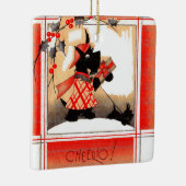 KerstSchotse hond uit de jaren dertig zegt "Cheeri Keramisch Ornament (Rechts)