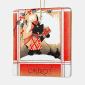 KerstSchotse hond uit de jaren dertig zegt "Cheeri Keramisch Ornament (Links)