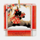 KerstSchotse hond uit de jaren dertig zegt "Cheeri Keramisch Ornament (Voorkant)