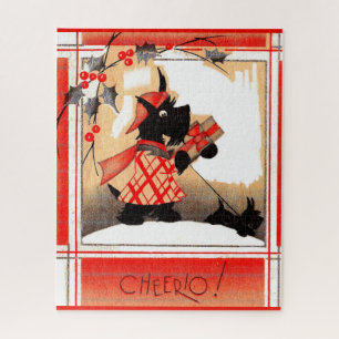 KerstSchotse hond uit de jaren dertig zegt "Cheeri Legpuzzel