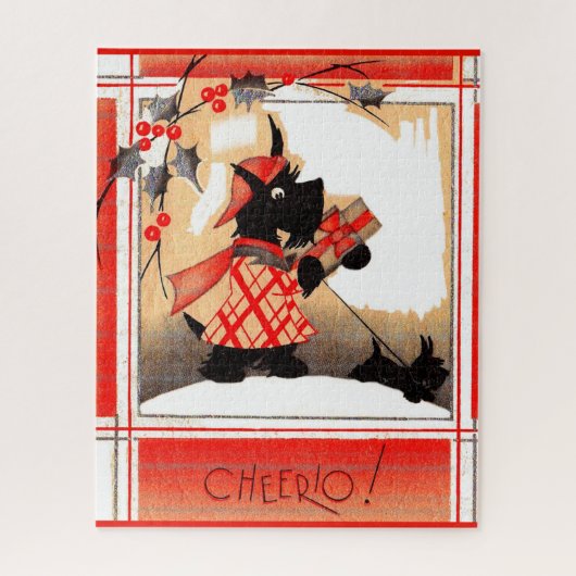 KerstSchotse hond uit de jaren dertig zegt "Cheeri Legpuzzel (Verticaal)