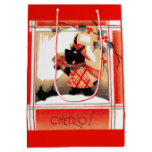 KerstSchotse hond uit de jaren dertig zegt "Cheeri Medium Cadeauzakje (Achterkant)