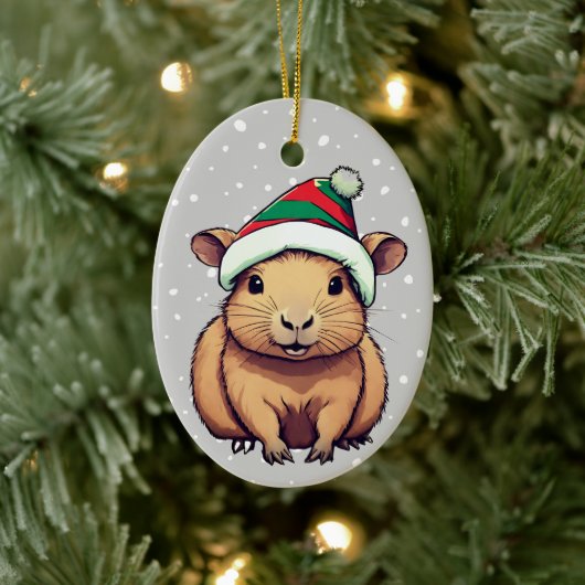 Kerstschrift Capybara Keramisch Ornament (Boom)