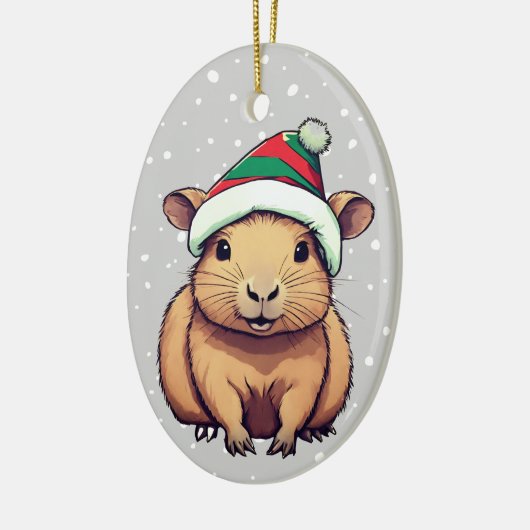 Kerstschrift Capybara Keramisch Ornament (Links)