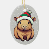 Kerstschrift Capybara Keramisch Ornament (Achterkant)