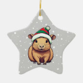 Kerstschrift Capybara Keramisch Ornament (Voorkant)