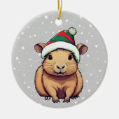 Kerstschrift Capybara Keramisch Ornament (Voorkant)