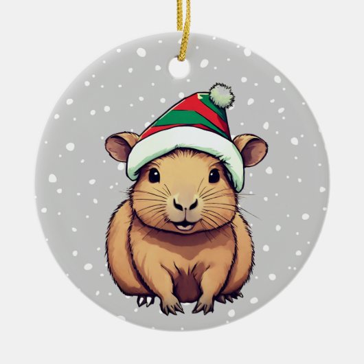 Kerstschrift Capybara Keramisch Ornament (Voorkant)