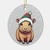 Kerstschrift Capybara Keramisch Ornament (Links)