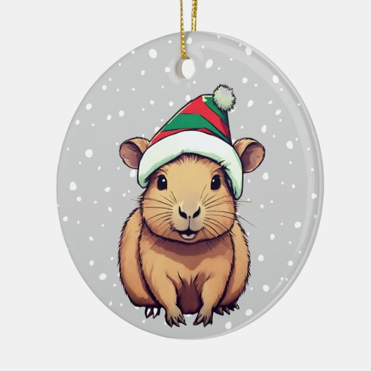 Kerstschrift Capybara Keramisch Ornament (Links)