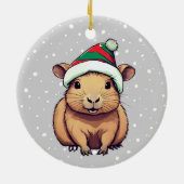 Kerstschrift Capybara Keramisch Ornament (Achterkant)