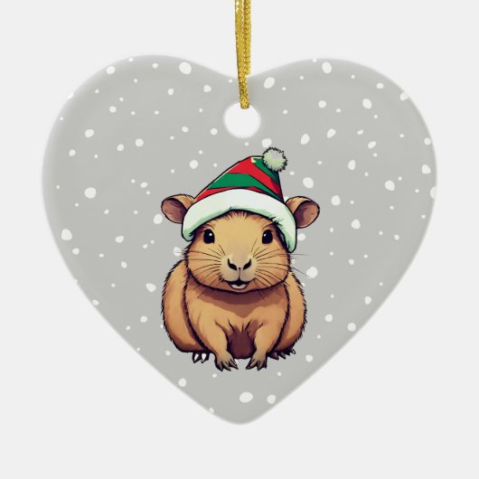 Kerstschrift Capybara Keramisch Ornament (Voorkant)