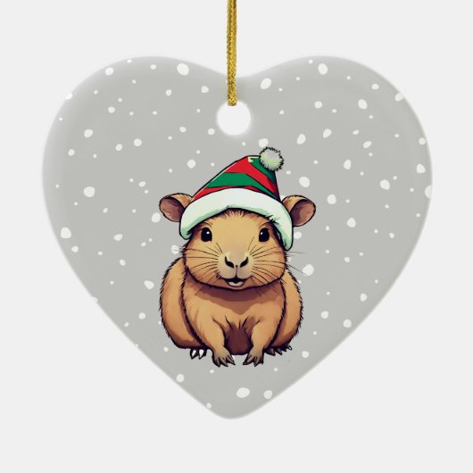 Kerstschrift Capybara Keramisch Ornament (Achterkant)