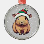 Kerstschrift Capybara Metalen Ornament (Voorkant)