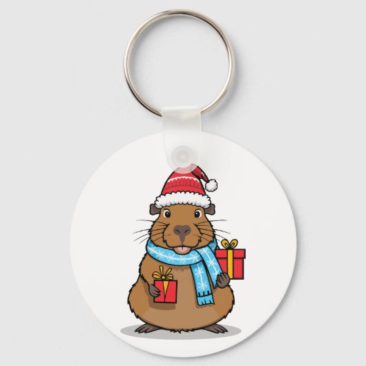 Kerstschrift Capybara Sleutelhanger (Voorkant)