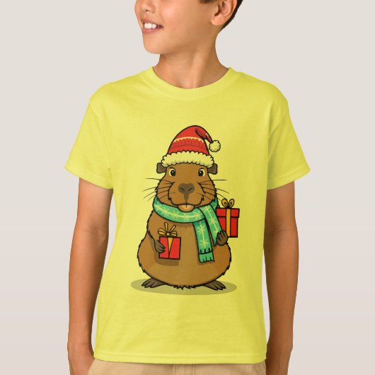 Kerstschrift Capybara T-shirt (Voorkant)