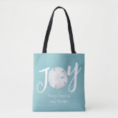 Kerstschrift Vreugde typografie Zand Dollar Tote Bag (Voorkant)