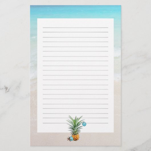 Kerstschrijfpapier met ananasstrand briefpapier (Voorkant)
