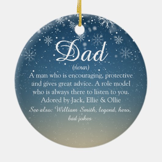 Kerstschrijver, vader, Papa Definition Keramisch Ornament (Achterkant)