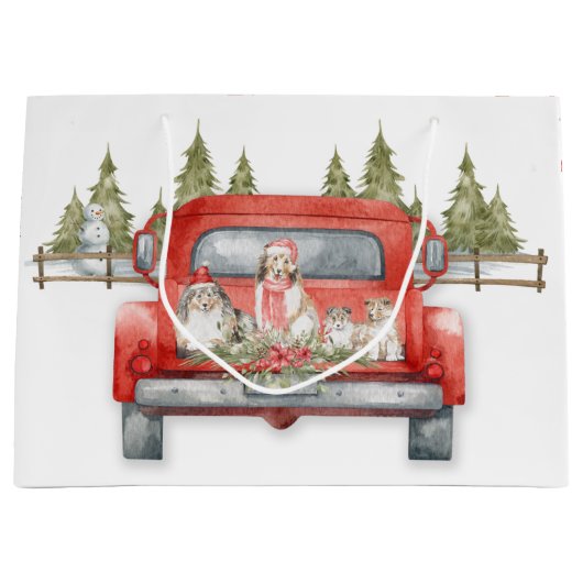 Kerstschuilkelders in een Red  truck Groot Cadeauzakje (Voorkant)