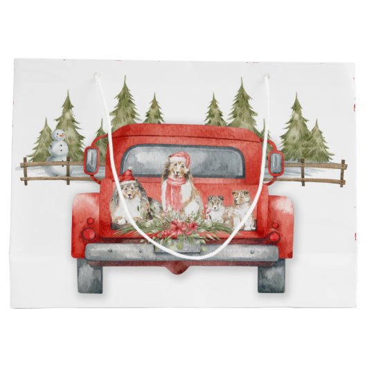 Kerstschuilkelders in een Red  truck Groot Cadeauzakje (Achterkant)