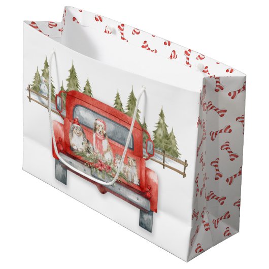 Kerstschuilkelders in een Red  truck Groot Cadeauzakje (Voorkant Gekanteld)