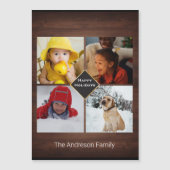 Kerstschuur Houten Pret 4 Familie Foto Kaart (Voorkant)