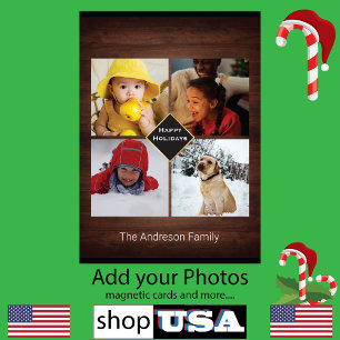 Kerstschuur Houten Pret 4 Familie Foto Kaart