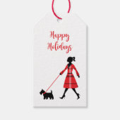 KerstScottie Dog Tartan Pset Dog Walker Cadeaulabel (Voorkant)
