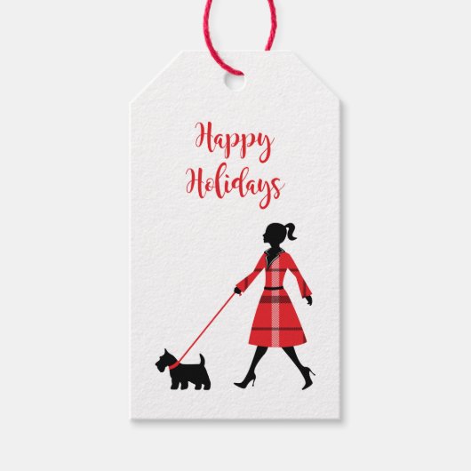 KerstScottie Dog Tartan Pset Dog Walker Cadeaulabel