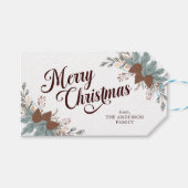 Kerstscript Boho Greenery Kerstmis Cadeaulabel (Voorkant (Horizontaal))