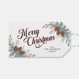 Kerstscript Boho Greenery Kerstmis Cadeaulabel