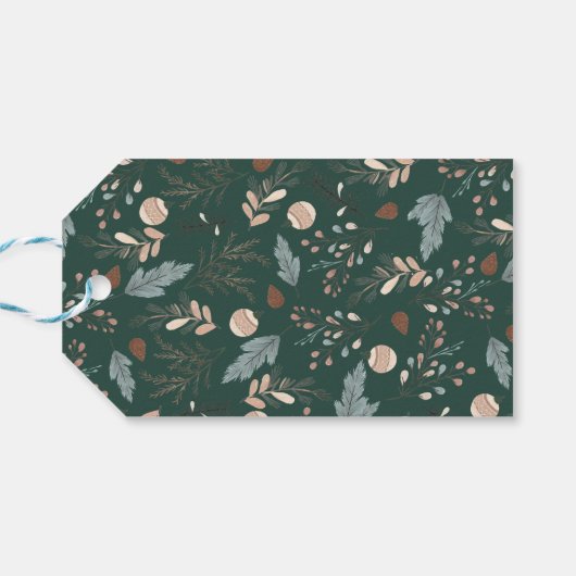 Kerstscript Boho Greenery Kerstmis Cadeaulabel (Achterkant Horizontaal)