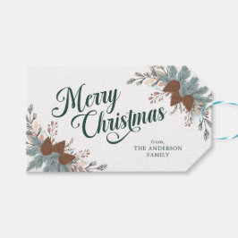 Kerstscript Boho Greenery Kerstmis Cadeaulabel