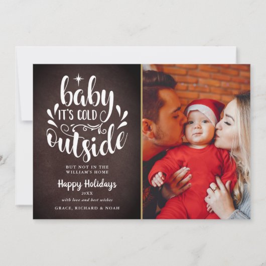Kerstscript Boho Krijtbord Foto Feestdagenkaart (Voorkant)