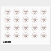 Kerstscript Botanische Bourgogne Retouradres Ronde Sticker (Vel)