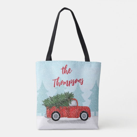 Kerstscript Custom Red Truck Tote Bag (Achterkant)