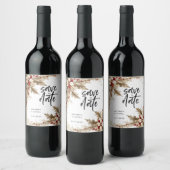 Kerstscript De datum opslaan Wijn Etiket (Flessen)